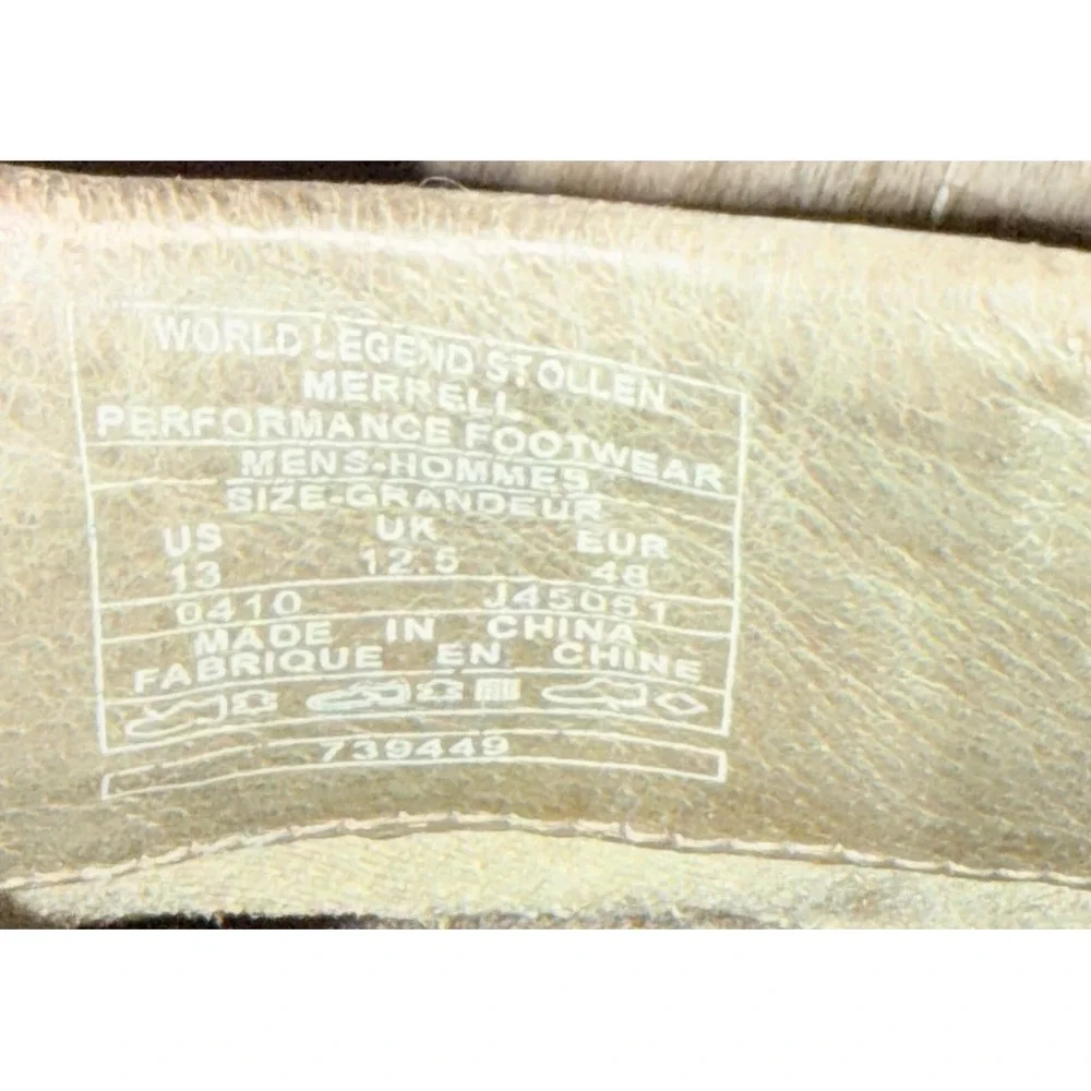 Merrell World Legend Brown Leather Slip On Loafers Mens 13 Comfort Shoes